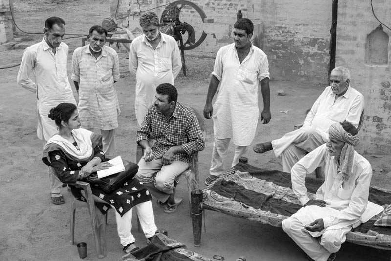 Impediments to enjoyment of Human Right to Water: 'Accessibility' Norm - Women conspicuous by their absence at a focus group discussion on water with Nandita Singh, the lead author in a village in Fazilka district, Punjab